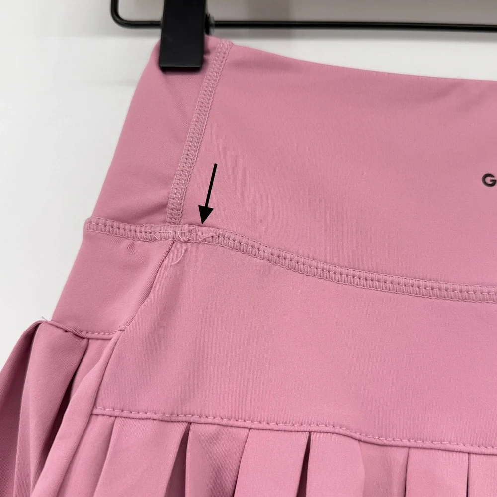Gold Hinge Pleated Tennis Skirt Skort Dusty Pink Women XS Pickleball Preppy